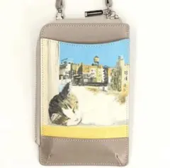 新品【マンハッタナーズ】ぐっすりフェデリコお財布スマホ マルチショルダー ねこ猫のサムネイル