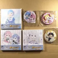 リゼロ　キャンバスボード3種、缶バッジ3個セット