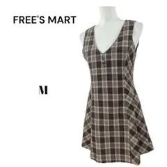 フリーズマート　ミニワンピース　ジャンパースカート　チェック柄【M】￼ブラウン