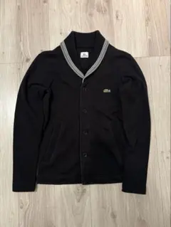 LACOSTE ショールカラー カーディガン ブラック ワンポイントロゴのサムネイル