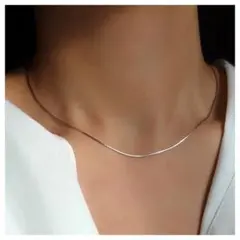 スネークチェーン ネックレス シルバー 1mm 40+5cm 細め 韓国風
