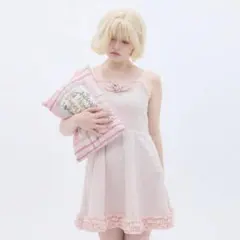 sovisoon big frill crepe blouse pink - メルカリ