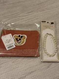 新品タグ付きラブラリー バイ フェイラー　オールドテディ ワッペンポーチ ピンクのサムネイル
