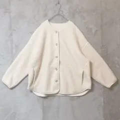 UNIQLO♡レディース ボアフリースリラックスカーディガン ホワイト XXL
