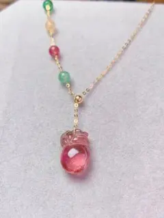 超希少 最大21.5mm 大珠 天然トルマリン マルチカラー K18 ネックレス 