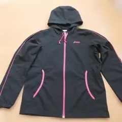◆匿名発送◆asics フード付きジャケット ブラック/ピンク