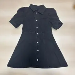 ブラックデニムシャツワンピース 半袖
