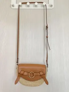 H&M ラタン調 ショルダーバッグ ベージュ ブラウン ゴールド金具 夏のサムネイル