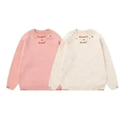 カラフル刺繍クルーネックニット2点セット