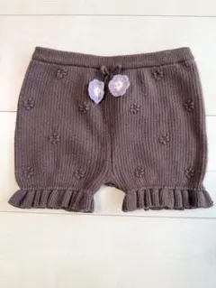 【petitmain 未使用】ブラウン フリル付きショートパンツ 80