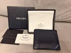PRADA サフィアーノレザー 二つ折り財布 ネイビーのサムネイル