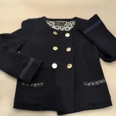 JILLSTUART ノーカラー ツイードジャケット ネイビー