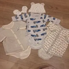 ベビー肌着 3点セット+帽子+手袋(サイズ60)UNIQLO&西松屋