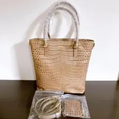【未使用】レザージュエルズ クロコ型押し トートバッグ 2WAY ミンク