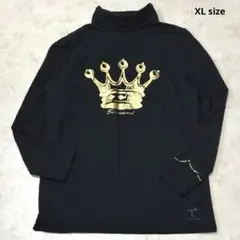 UNIQLO 長袖Tシャツ カットソー ハイネック 王冠 黒 XL