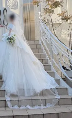 ウェディングベール　ロングベール　オフホワイト