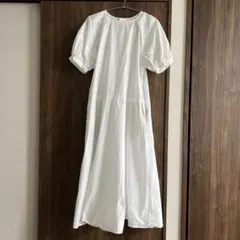【売り切りSALE】パフスリーブ ロングシャツワンピース ホワイト