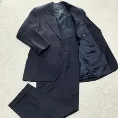 ヴィンテージ ボス シングルスーツ セットアップ M 濃紺 ヴァージンウールのサムネイル