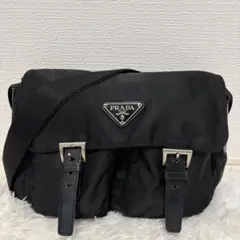 極美品 PRADA プラダ ナイロン メッセンジャーバッグ ショルダーバッグ 黒