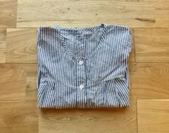 無印良品　半袖ストライプ柄マタニティーパジャマ　 前開きワンピース