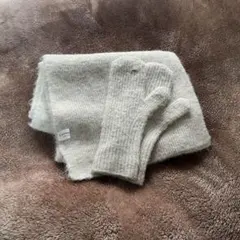 マフラー 手袋セット/アイボリー/無地/スマホ対応