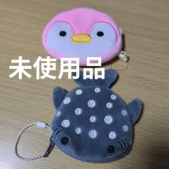 未使用品 ぬいぐるみポーチ 2点セット ジンベイザメ ペンギンのサムネイル