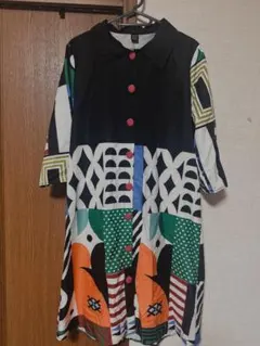 値下げSHEIN 多彩な幾何学模様 シャツワンピース M