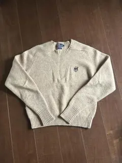 ラルフローレン　ウール１００％　ニット　セーター　ポロベア　ベージュ　美品 ラルフローレン 毛100％ ケーブルニット ベージュ ポロベア 美品