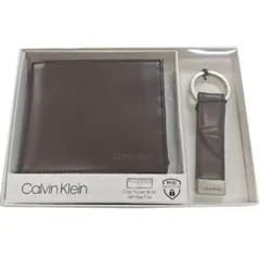 カルバンクライン 二つ折り財布 キーリング セット/専用ボックス付 ブラウン