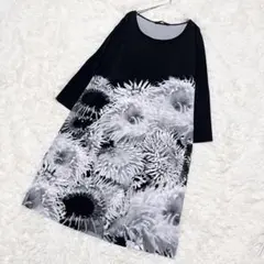 【tibi NEW YORK✨】ドルマン七分袖ワンピース M モノトーン花柄のサムネイル