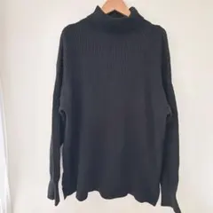 elgna 黒 タートルネック　セーター ブラック　リブ編み　長袖