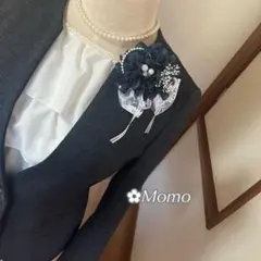 ①❁ネイビーダリア❁合わせやすい♪コサージュハンドメイド2way 卒業式入学式