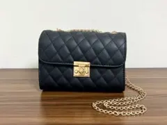 ブラック チェーンショルダーミニバッグ