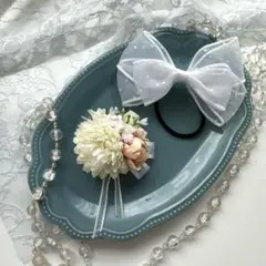 子供コサージュ　卒園　入園　入学式　ハンドメイドコサージュ　コサージュとリボン