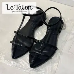 【美品】LE TALON ルタロン Tストラップ サンダル ブラック Sのサムネイル