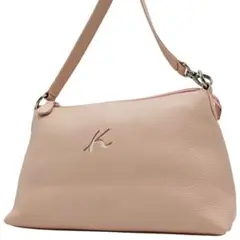 未使用級✨️キタムラ　ショルダーバッグ　レザー　ピンク　ロゴ　K　肩掛け 現行