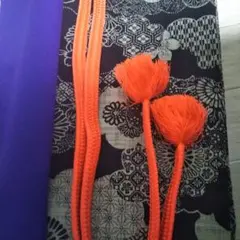 【美品!】帯紐鮮やかなオレンジ色