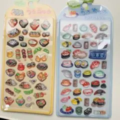 3D立体硬い寿司食べ物ポップシール 2シートセット
