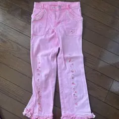 メゾピアノ　子供服　可愛いイチゴのピンクジーンズ130㎝