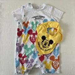 ディズニーリゾート バルーンロンパース カバーオール 90サイズ　スタイ付