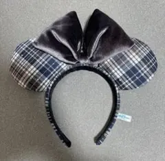 ディズニー　カチューシャ　チェック　ベロア