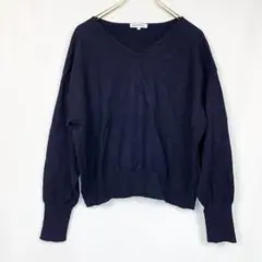 美品✨ ナチュラル ビューティー ベーシック ニット V ネック ネイビー 通勤