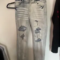 リメイクデニム クラッシュデニム ダメージ 海外 UK US ドリル y2k