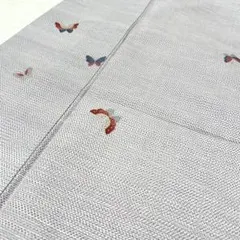 紬 可愛い蝶 飛び柄 着物 正絹 袷 広衿 RK-5529