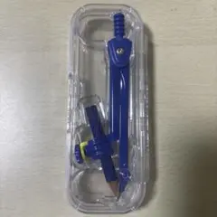 青色製図用コンパス 鉛筆付き 透明ケース
