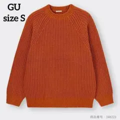 【GU】ローゲージアゼセーター ニット S オレンジ ユニセックス 348223のサムネイル