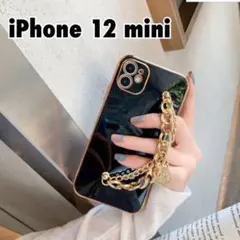 iPhone 12 mini❤️ケース ブラック チェーン 韓国 ブランド カバー