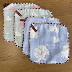 거즈 손수건, 4개 세트, 100% 면, 코끼리