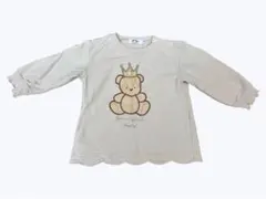 ベージュ クマ刺繍 長袖トップス