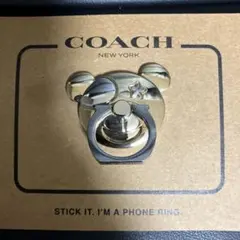 COACH クマ型スマホリング ゴールド
